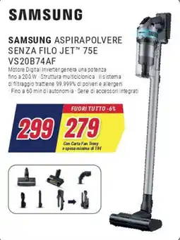 Trony SAMSUNG ASPIRAPOLVERE SENZA FILO JET™ 75E offerta
