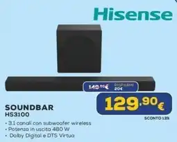 Euronics Hisense SOUNDBAR HS3100 offerta