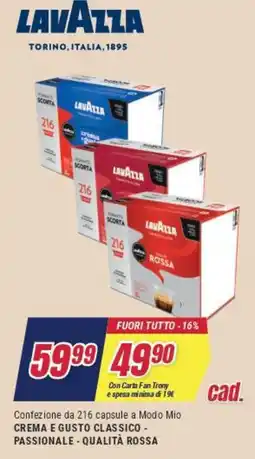 Trony LAVAZZA CREMA E GUSTO CLASSICO - PASSIONALE - QUALITÀ ROSSA offerta