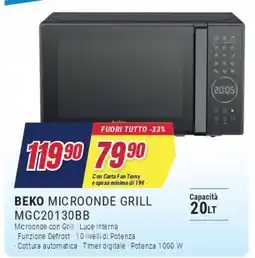 Trony Beko Microonde Grill MGC20130BB offerta