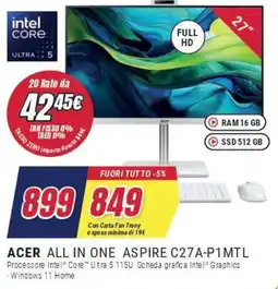 Trony ACER ALL IN ONE ASPIRE C27A-P1MTL offerta