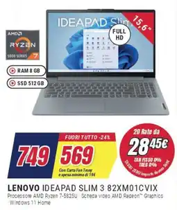 Trony LENOVO IDEAPAD SLIM 3 82XM01CVIX offerta
