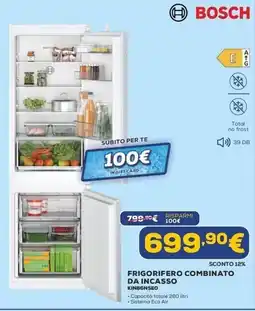 Euronics BOSCH FRIGORIFERO COMBINATO DA INCASSO KIN86NSEO offerta