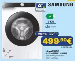Euronics SAMSUNG LAVATRICE CRYSTAL ECODRY WW90DG offerta