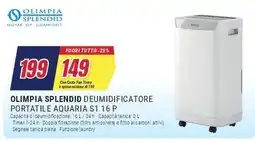 Trony OLIMPIA SPLENDID DEUMIDIFICATORE PORTATILE AQUARIA S1 16 P offerta