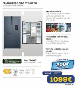 Euronics Haier FRIGORIFERO SIDE BY SIDE 3D HSPR79F18EWMB offerta