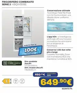 Euronics FRIGORIFERO COMBINATO SERIE 2 HBQW5518E offerta
