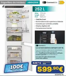 Euronics Frigorifero da incasso HBI54250E offerta