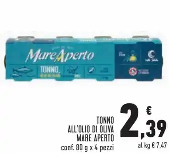 Conad Mare Aperto Tonno All'Olio Di Oliva 80g x 4 pezzi offerta