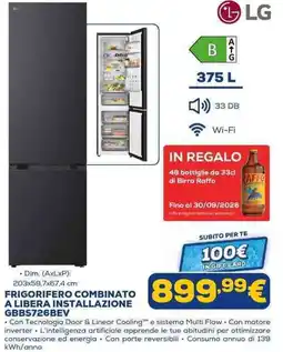 Euronics FRIGORIFERO COMBINATO A LIBERA INSTALLAZIONE GBBS726BEV offerta