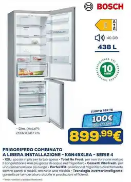 Euronics FRIGORIFERO COMBINATO A LIBERA INSTALLAZIONE - KGN49XLEA - SERIE 4 offerta