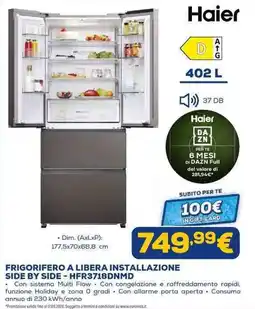 Euronics FRIGORIFERO A LIBERA INSTALLAZIONE SIDE BY SIDE - HFR3718DNMD offerta