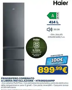 Euronics FRIGORIFERO COMBINATO A LIBERA INSTALLAZIONE - HTR3620ANMP offerta