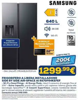 Euronics FRIGORIFERO A LIBERA INSTALLAZIONE SIDE BY SIDE AIR•SPACE AI RS70F64KEF offerta