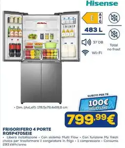 Euronics Hisense FRIGORIFERO 4 PORTE RQ5P470SEIE offerta