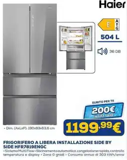 Euronics Haier FRIGORIFERO A LIBERA INSTALLAZIONE SIDE BY SIDE HFR7819ENGC offerta