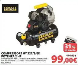 Brico Io Stanley Fatmax Compressore HY 227/8/6E offerta