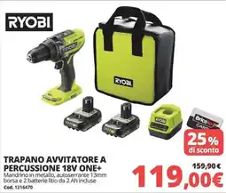 Brico Io RYOBI TRAPANO AVVITATORE A PERCUSSIONE 18V ONE+ offerta