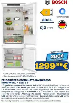 Euronics FRIGORIFERO COMBINATO DA INCASSO BOSCH KBN965SEO - SERIE 2 offerta