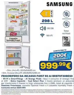 Euronics FRIGORIFERO DA INCASSO F1RST 60 AI BRB70F30BESO offerta