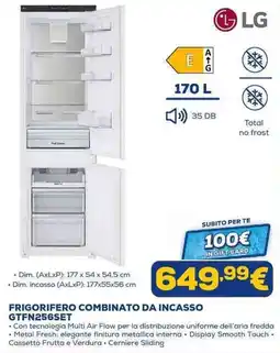 Euronics FRIGORIFERO COMBINATO DA INCASSO LG offerta