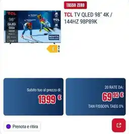 Trony TCL TV QLED 98" 4K offerta