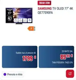 Trony SAMSUNG TV OLED 77" 4K offerta