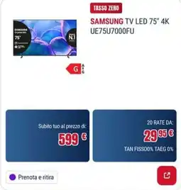 Trony SAMSUNG TV LED 75" 4K offerta