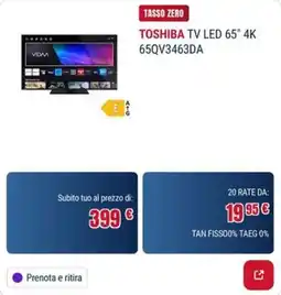 Trony TOSHIBA TV LED 65" 4K offerta