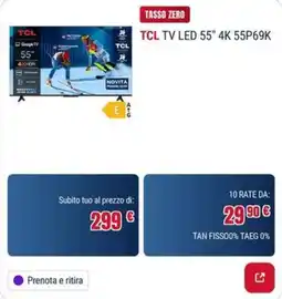 Trony TCL TV LED 55" 4K 55P69K offerta