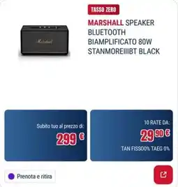 Trony MARSHALL SPEAKER BLUETOOTH BIAMPLIFICATO 80W STANMOREIIIBT BLACK offerta