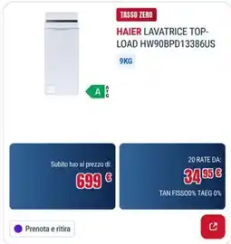 Trony HAIER LAVATRICE TOP-LOAD HW90BPD13386US offerta