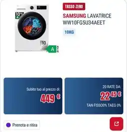 Trony SAMSUNG LAVATRICE offerta