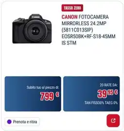Trony Canon fotocamera mirrorless 24.2mp offerta