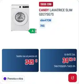 Trony CANDY LAVATRICE SLIM GD27SG7S offerta