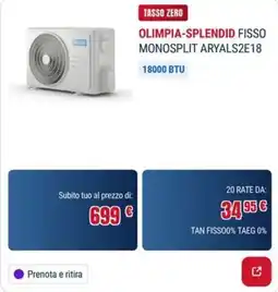 Trony OLIMPIA-SPLENDID FISSO MONOSPLIT ARYALS2E18 offerta