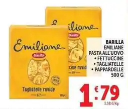 Deco Supermercati BARILLA EMILIANE PASTA ALL'UOVO offerta