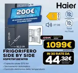 Euronics Haier FRIGORIFERO SIDE BY SIDE HSPR79F18EWMB offerta