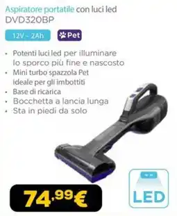 Euronics Aspiratore portatile con luci led DVD320BP offerta