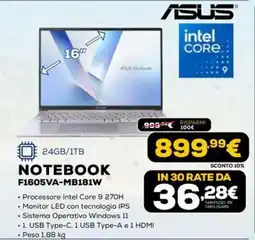Euronics ASUS NOTEBOOK F1605VA-MB181W offerta