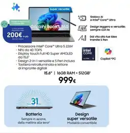 Euronics Samsung Galaxy Book5 360 offerta
