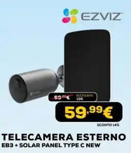 Euronics EZVIZ TELECAMERA ESTERNO EB3 + SOLAR PANEL TYPE C NEW offerta