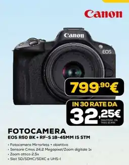 Euronics Canon FOTOCAMERA EOS R50 BK + RF-S 18-45MM IS STM offerta
