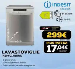 Euronics Indesit Lavastoviglie IN2FFC14BN6X offerta