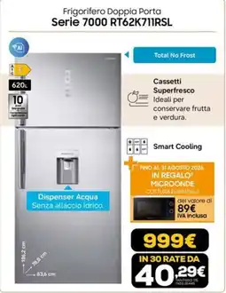 Euronics Samsung Frigorifero Doppia Porta Serie 7000 RT62K711RSL offerta