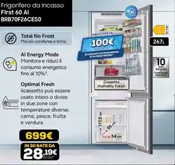 Euronics Frigorifero da incasso First 60 AI offerta