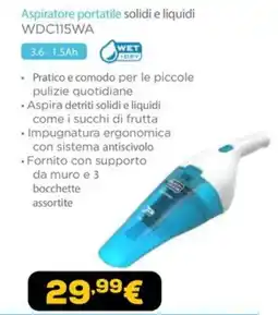 Euronics Aspiratore portatile solidi e liquidi WDC115WA offerta