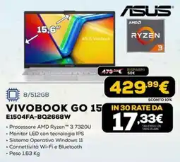 Euronics ASUS VIVOBOK GO 15 offerta