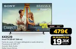 Euronics SONY Smart TV LED 43" (108 cm) offerta