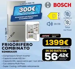 Euronics BOSCH FRIGORIFERO COMBINATO KGN86AIDR offerta